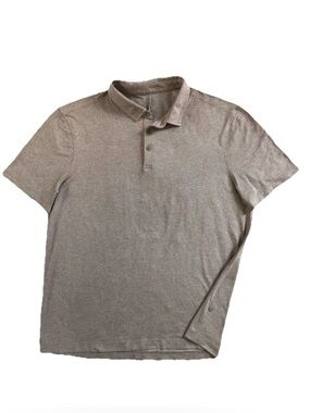 Lululemon Evolution Polo Shirt Men's XL Brown Heather Short Sleeve Pique Golf